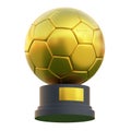 3d render soccer ball trophy isolated on white background