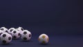 3D Render Soccer Balls On Blue Background And Copy