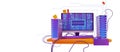 3D render software testing concept with computer Royalty Free Stock Photo