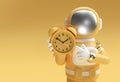 3d Render Spaceman Astronaut with Alarm Clock 3d illustration Design