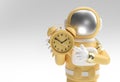 3d Render Spaceman Astronaut with Alarm Clock 3d illustration Design Royalty Free Stock Photo