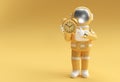 3d Render Spaceman Astronaut with Alarm Clock 3d illustration Design Royalty Free Stock Photo