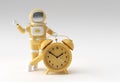 3d Render Spaceman Astronaut with Alarm Clock 3d illustration Design