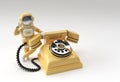 3d Render Spaceman Astronaut calling gesture with old telephone 3d illustration Design