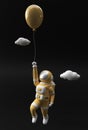 3d Render Spaceman Astronaut Floating with Balloon 3d illustration Design Royalty Free Stock Photo