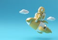 3d Render Spaceman Astronaut Flying with Rocket 3d illustration Design Royalty Free Stock Photo