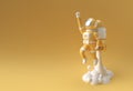 3d Render Spaceman Astronaut Flying with Rocket 3d illustration Design Royalty Free Stock Photo