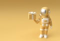 3d Render Spaceman Astronaut Hand holding Giftbox 3d illustration Design