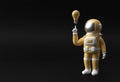 3d Render Spaceman Astronaut Hand Pointing Finger Light idea Bulb Gesture 3d illustration Design Royalty Free Stock Photo