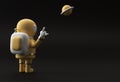 3d Render Spaceman Astronaut Hand Up Rock Gesture 3d illustration Design