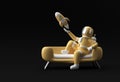 3d Render Spaceman Astronaut Sitting on Sofa with Flying Rocket 3d illustration Design Royalty Free Stock Photo