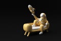 3d Render Spaceman Astronaut Sitting on Sofa with Flying Rocket 3d illustration Design Royalty Free Stock Photo