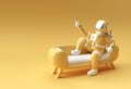 3d Render Spaceman Astronaut Sitting on Sofa with Flying Rocket 3d illustration Design Royalty Free Stock Photo