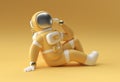 3d Render Spaceman Astronaut think, Disappointment, Tired Caucasian Gesture`s 3d illustration Design