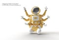 3d Render Spaceman Astronaut Yoga Gestures Pen Tool Created Clipping Path Included in JPEG Easy to Composite Royalty Free Stock Photo