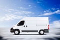 3d speeding white van logistic vehicle
