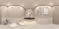 3D render spherical 360 degrees, seamless panorama interior of the toilet in a private cottage