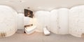 3D render spherical 360 seamless panorama of the interior of the bathroom with shower