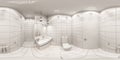 3D render spherical 360 seamless panorama of the interior of the bathroom with shower