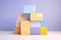 3d render of a stack of colorful boxes against a purple background Royalty Free Stock Photo