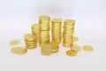 3D render , Stack of gold coin bar currency market financial