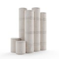 A 3D render of a stack of industrial white barrels on a white background Royalty Free Stock Photo