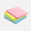 3D Render of Stack of Multicolored Sticky Notes with Transparent Background Royalty Free Stock Photo