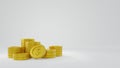 3d render stacks of golden coins isolated on white background.copy space