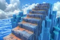 Stairway Descending Into Ocean Depths. Generative AI