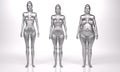 3D Render : standing female body type ie. skinny type,muscular type,heavy weight