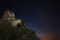3D render starry night sky in Monte Carlo at dusk.
