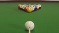 3d render Starting shot of a billiard game