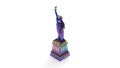 3d render, Statue of Liberty American metal shiny on a white background fiolet stempank