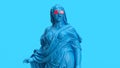 3d render statue of a woman to the waist fabric of clothes beautiful antique folds blue color fashion