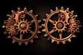 3d render of steampunk gears in metallic bronze and copper Royalty Free Stock Photo