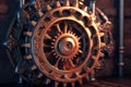 3d render of steampunk gears in metallic bronze and copper Royalty Free Stock Photo