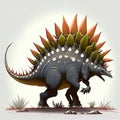 3D render of a stegosaurus dinosaur isolated on white background Generative AI Royalty Free Stock Photo