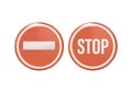 3D render Stop road signs design icons isolated on white. Symbol, logo illustration. Forbidden no entry icon. 3d render Royalty Free Stock Photo