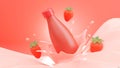 strawberry milk bottle with splash Royalty Free Stock Photo