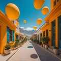 3D render of a street in the old town of Leh, Ladakh, India Royalty Free Stock Photo