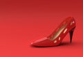 3D Render Stylish classic women`s Shoes in high hills on a Color Background