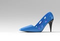 3D Render Stylish classic women`s Shoes in high hills on a Color Background