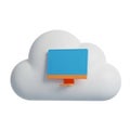 3D Render of a Stylized Cloud with a Computer Monitor on a White Background image photo Royalty Free Stock Photo