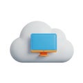 3D Render of a Stylized Cloud with a Small Computer Monitor Icon Description: A minimalist 3D render depicts a soft, rounded white Royalty Free Stock Photo