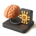 Artificial Intelligence Concept: Human Brain Connected to Glowing CPU Processor Chip Royalty Free Stock Photo