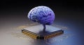 Advanced Artificial Intelligence Brain on CPU Microchip for Future Technology and Deep Learning Concepts. Royalty Free Stock Photo