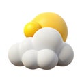 3d render of sun and cloud isolated on white background Royalty Free Stock Photo