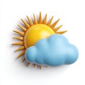 3d render of sun and cloud weather icon Royalty Free Stock Photo