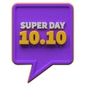 3d render super day 10.10 discount isolated.