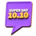 3d render super day 10.10 discount isolated.